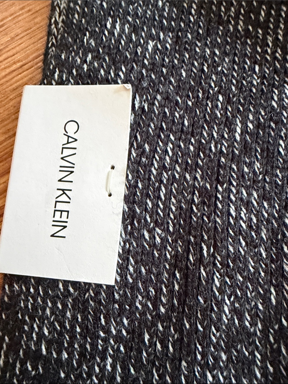Calvin Klein Black & White Marled Fringe Scarf - Picture 3 of 9